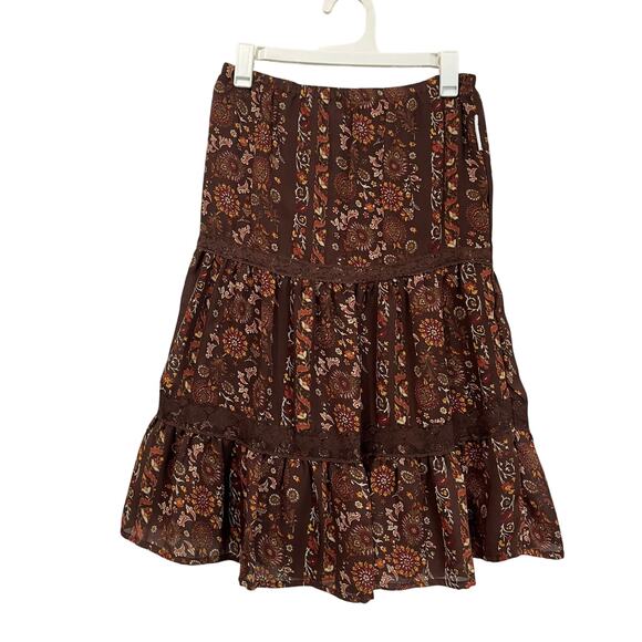 Mary Kate Ashley Y2K Vintage Girls 8 Skirt Brown Floral Boho Cottagecore Rare - Picture 1 of 5